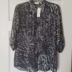 NWT, Snow Leopard Blouse